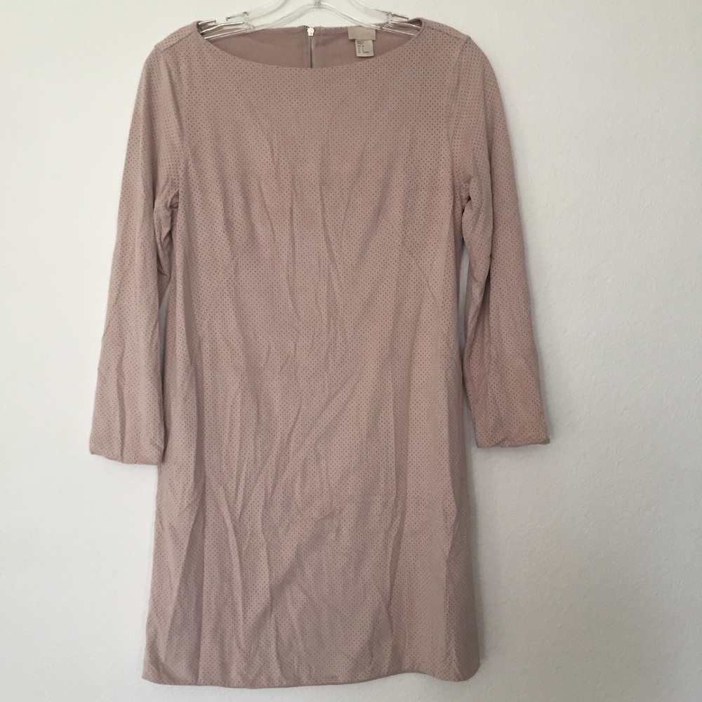 Blush Suede-Like Shift Dress w/Tiny Holes Design